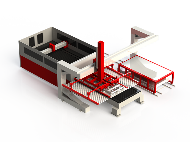 Sistema automático de carga y descarga horizontal de chapa.