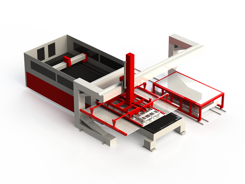 Sistema automático de carga y descarga horizontal de chapa.