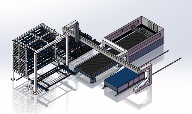 Sistema automatizado de carga y descarga horizontal de almacenamiento de materiales